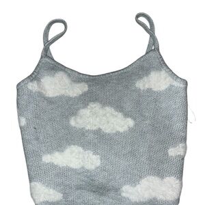Womans Medium Cloud Patterned Gray Knit Tank Top